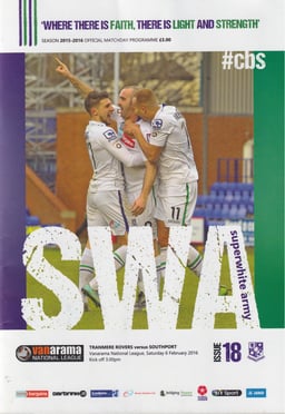 Tranmere Rovers v Southport Match Programme 2016-02-06